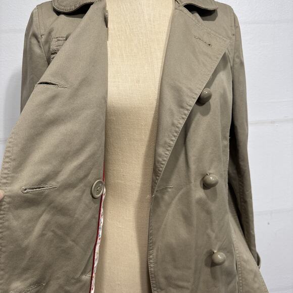 MARC JACOBS Trench Coat Womens Size S Tan Military Collared Belted Pockets Lined - Picture 4 of 14